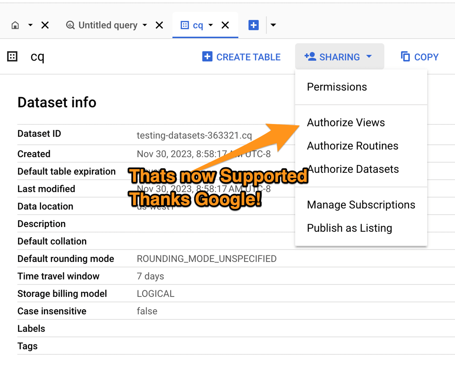 BigQuery features