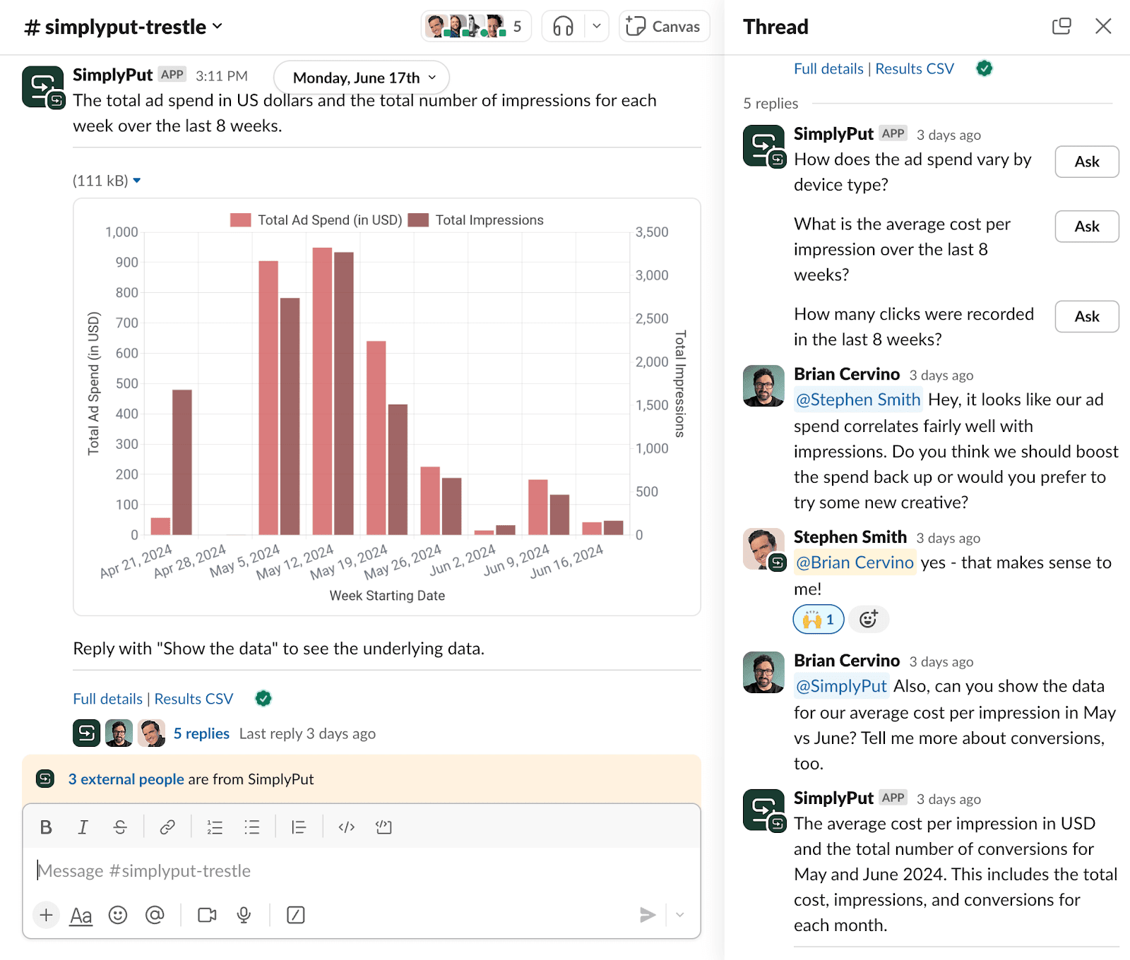 Gen BI tools embedded in Slack